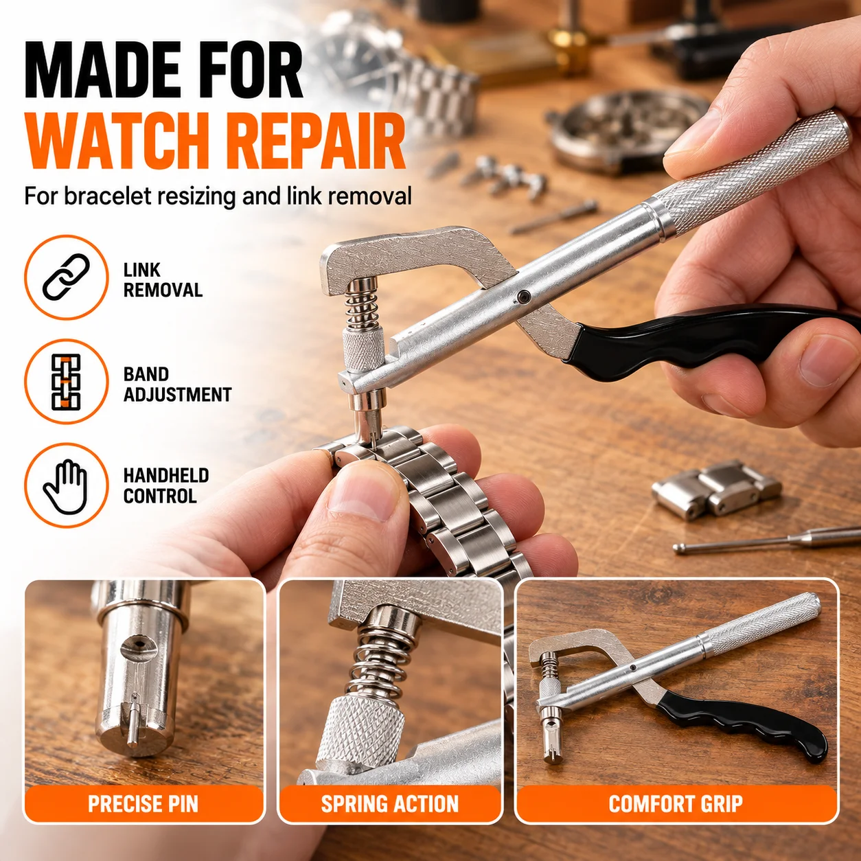 Pins Remover Watch Strap Band Adjusting Link Pin Plier Puncher Repair Kits Tools - Durable Stainless Steel Watch Repair Tool