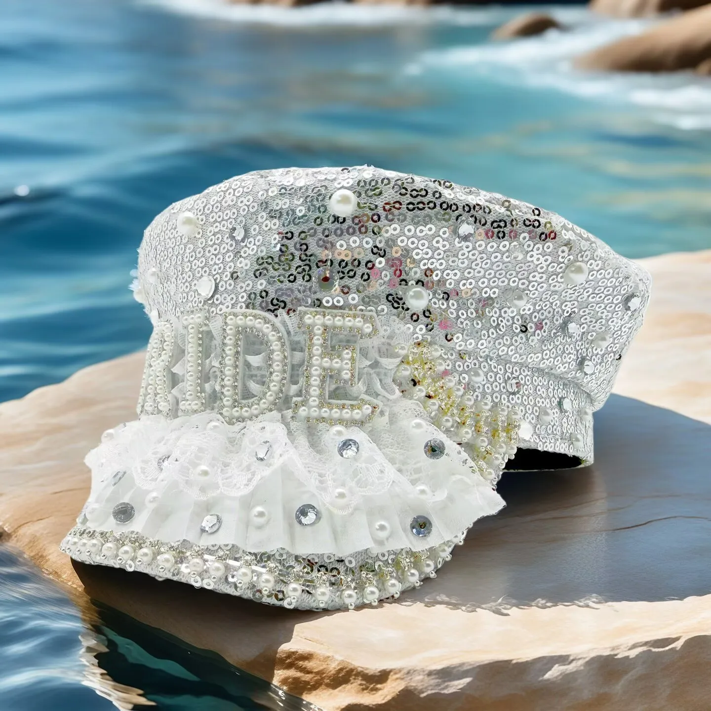 

Rhinestone Captain Hat | Sparkly Adjustable Military Hats for Music Festivals, Bars, Bachelorette Party – Shiny Costume Cosplay