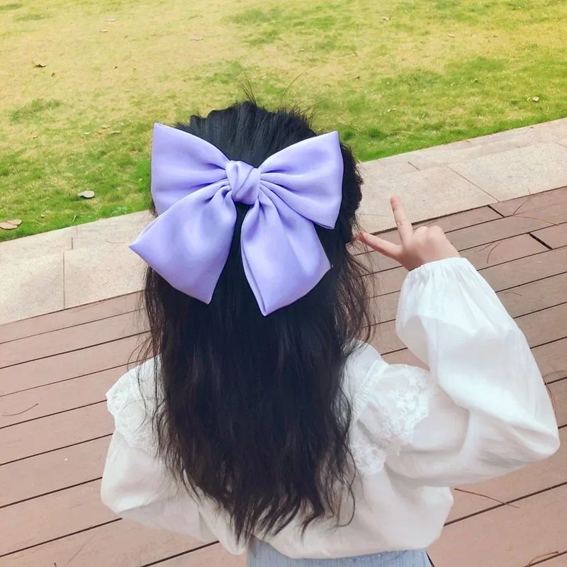 Mode Einfarbig Satin Band Grips Große Große Schleife Haarnadel Für Frauen Mädchen Trendy Haar Clip Nette Haarspange Haar Zubehör – Detail 18
