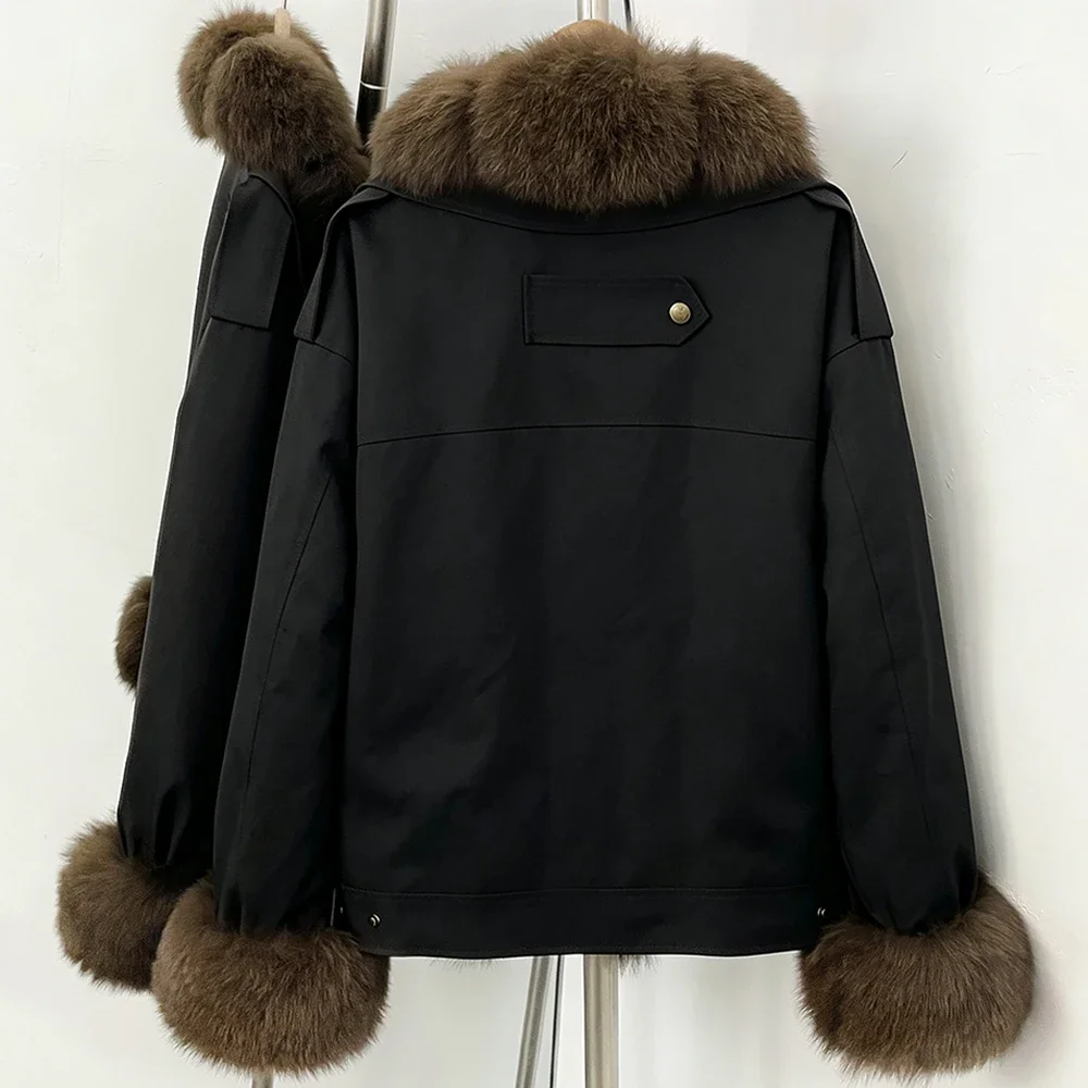 OFTBUY New Winter Duck Down Women Real Fox Fur Collar Parka Female Natural Fur Puffer Jacket Fur Cuffs Casual Coat Outerwear