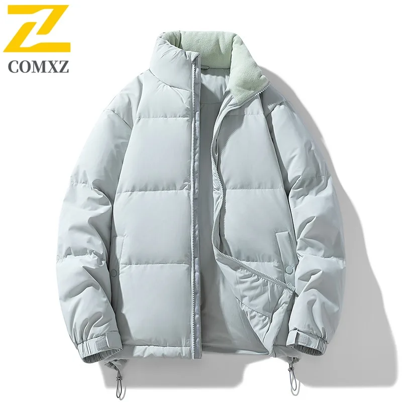COMXZ Luxurious New Down Jacket Stand Collar Camping Warm Parkas Loose Minimalist Thickened White Duck Down Padded Coat