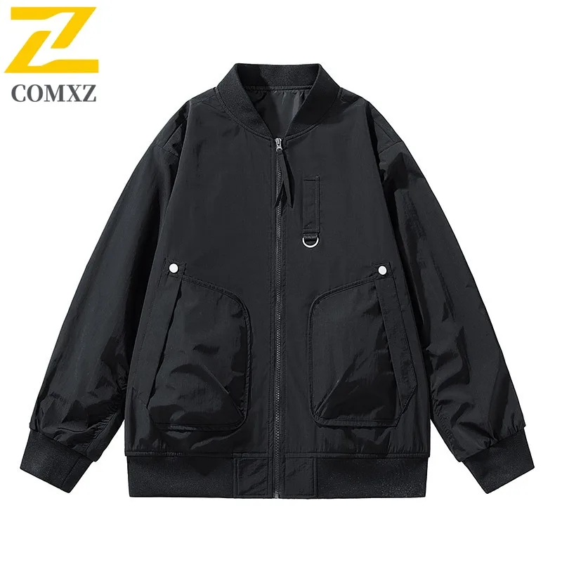 

COMXZ Мужская осенняя многофункциональная куртка, модная куртка с бейсбольным воротником, ветровое пальто для приключений на открытом воздухе, элитные легкие дорожные куртки