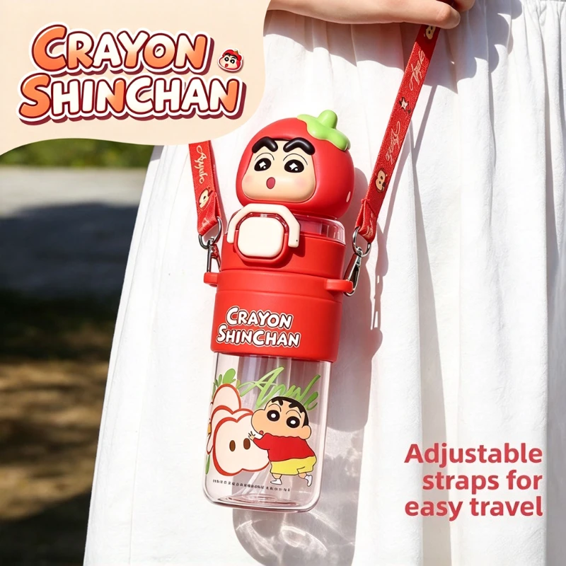 Crayon Shin-chan cartoon cute doll water cup kawaii student portable sports straw cup water bottle anime merchandise wholesale