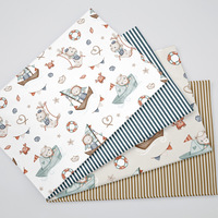 160*50cm Cartoon Sailboat Bear Print Cotton Fabric,DIY Patchwork Cloth,Handmade Material,Sewing Craft,Quilting Baby Dress,Tecido