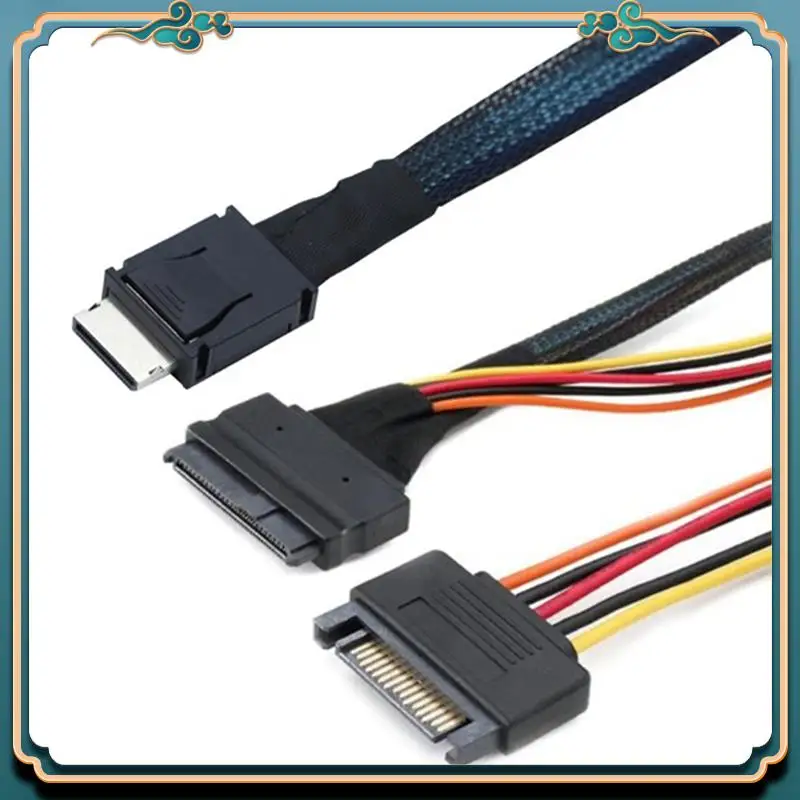 (New)-Oculink SFF-8611 4I To Pcie SFF-8639 U.2 Nvme With SATA 15P Male Power Server Cable Computer Accessories