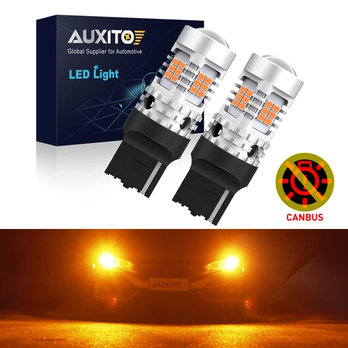 AUXITO 2x W21W 7440 WY21W luz LED de intermitente Canbus ámbar 7440NA T20 bombilla LED indicador sin errores sin Hyper Flash 3020SMD 24W