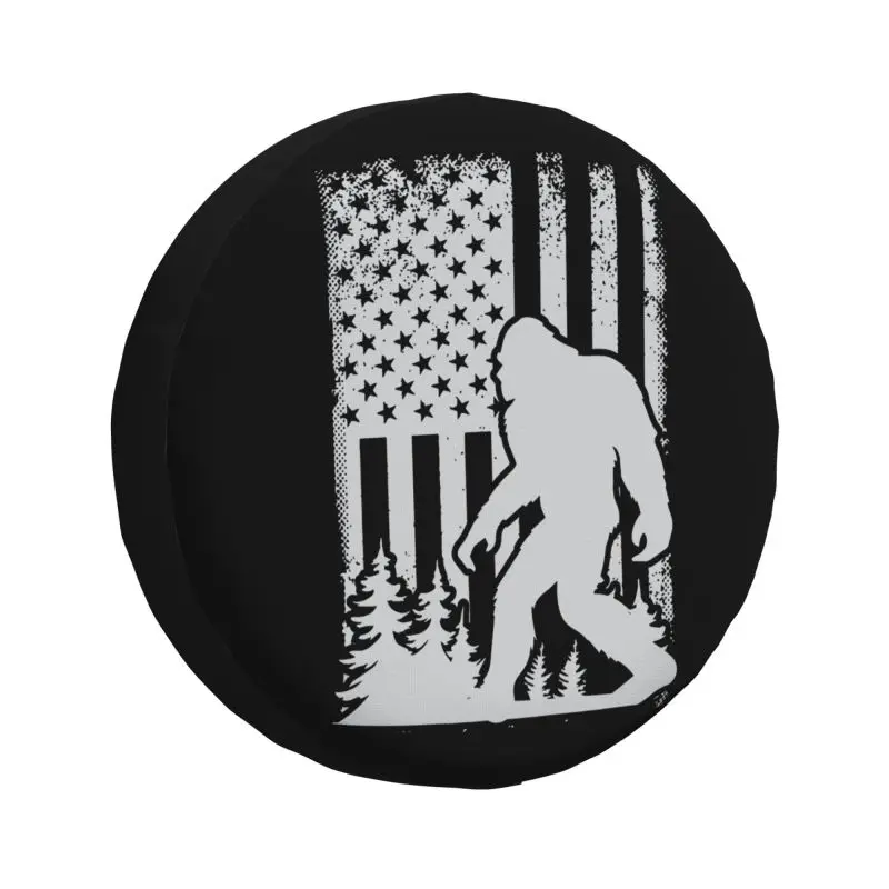 Custom USA American Flag Bigfoot Spare Tire Cover for Jeep Toyota Mitsubishi 4WD 4x4 RV Car Wheel Protectors 14