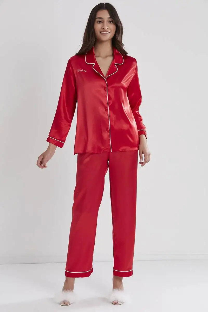 Pierre Cardin Women Piping Satin Pajamas set