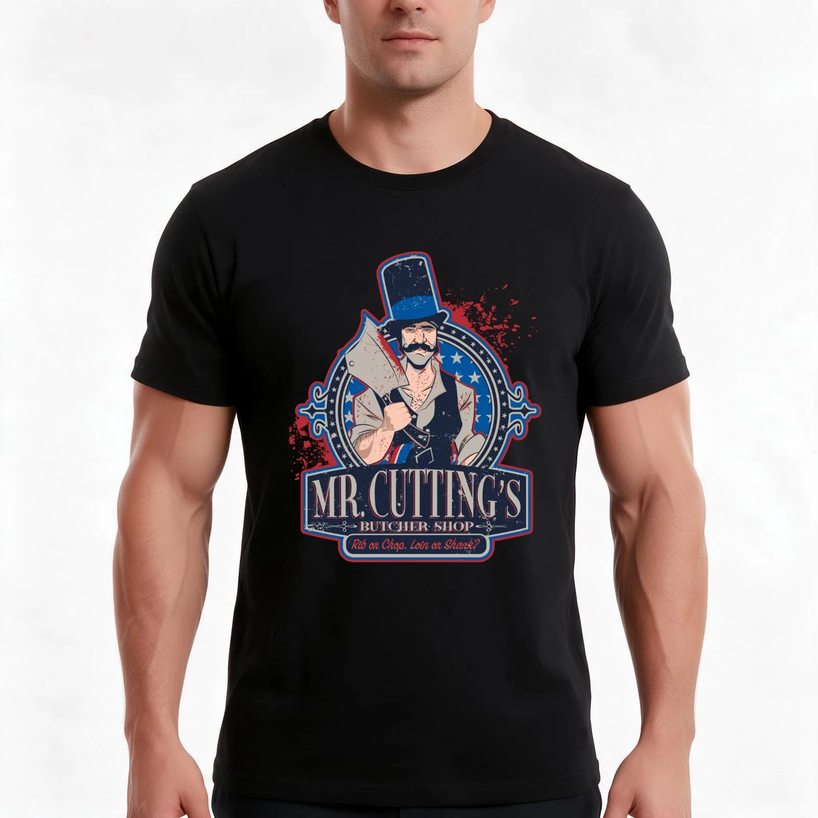 Bill The Butcher - Mr. Cutting design by Corrose T-Shirt, Summer Casual Cotton Tee, Oversized Streetwear Tops, Unisex Men Women