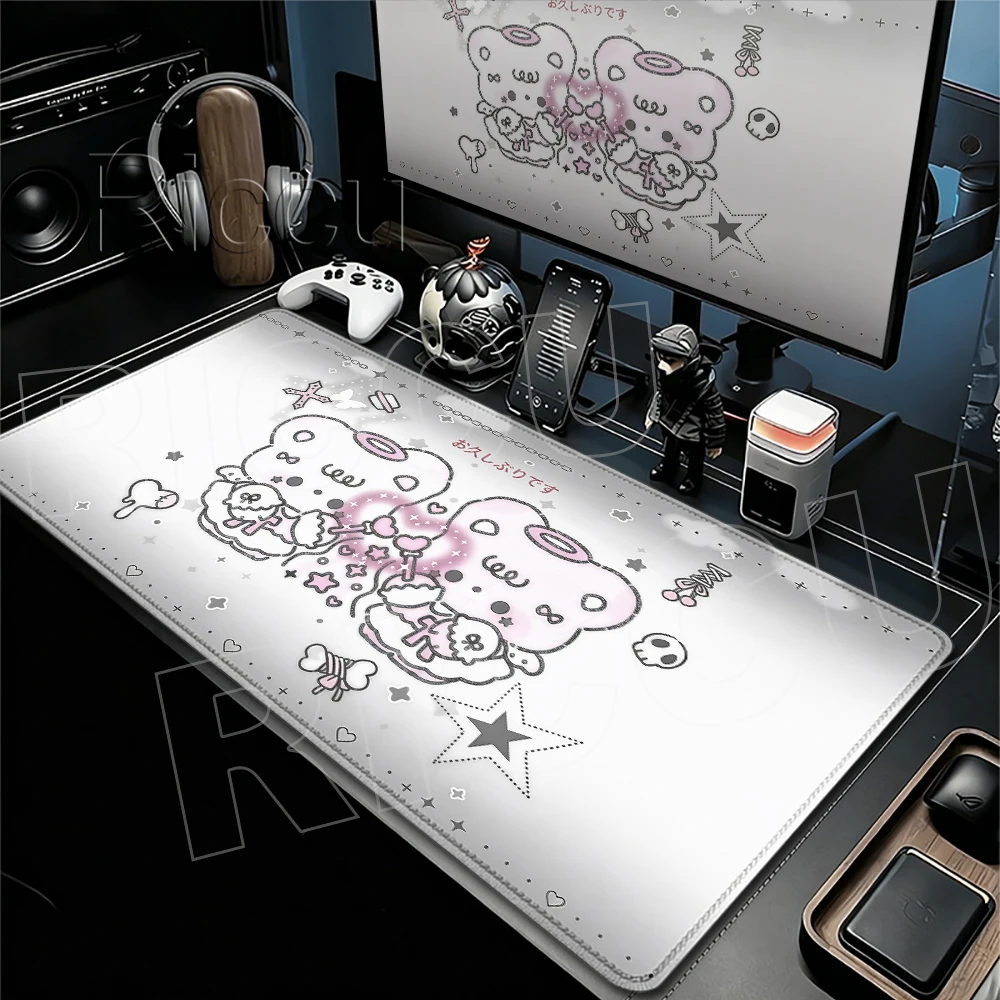Kawaii Bear Mouse Pads Desk Decoration Non-Slip Base Mat Cartoon Office Extended Playmat PC Keyboard Accessories Cute Animal Pad