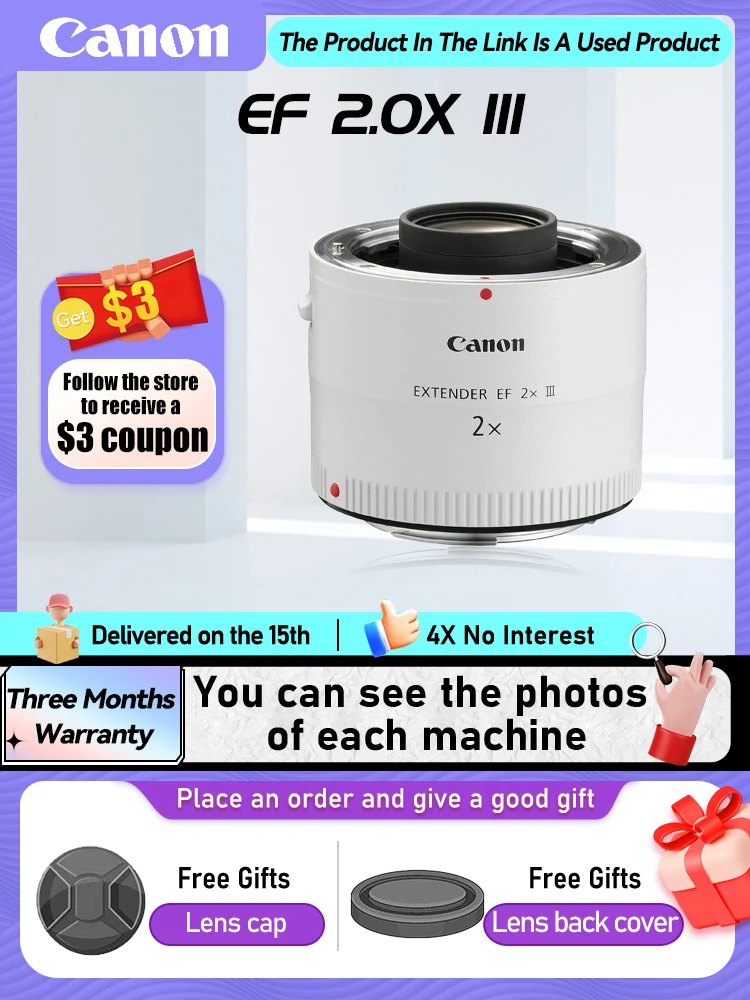 

Canon RF 1.4X RF 2X EF 1.4XIII EF 2X III DSLR Lens Mirrorless Camera Lens Teleconverter Professional Landscape Photography（Used）