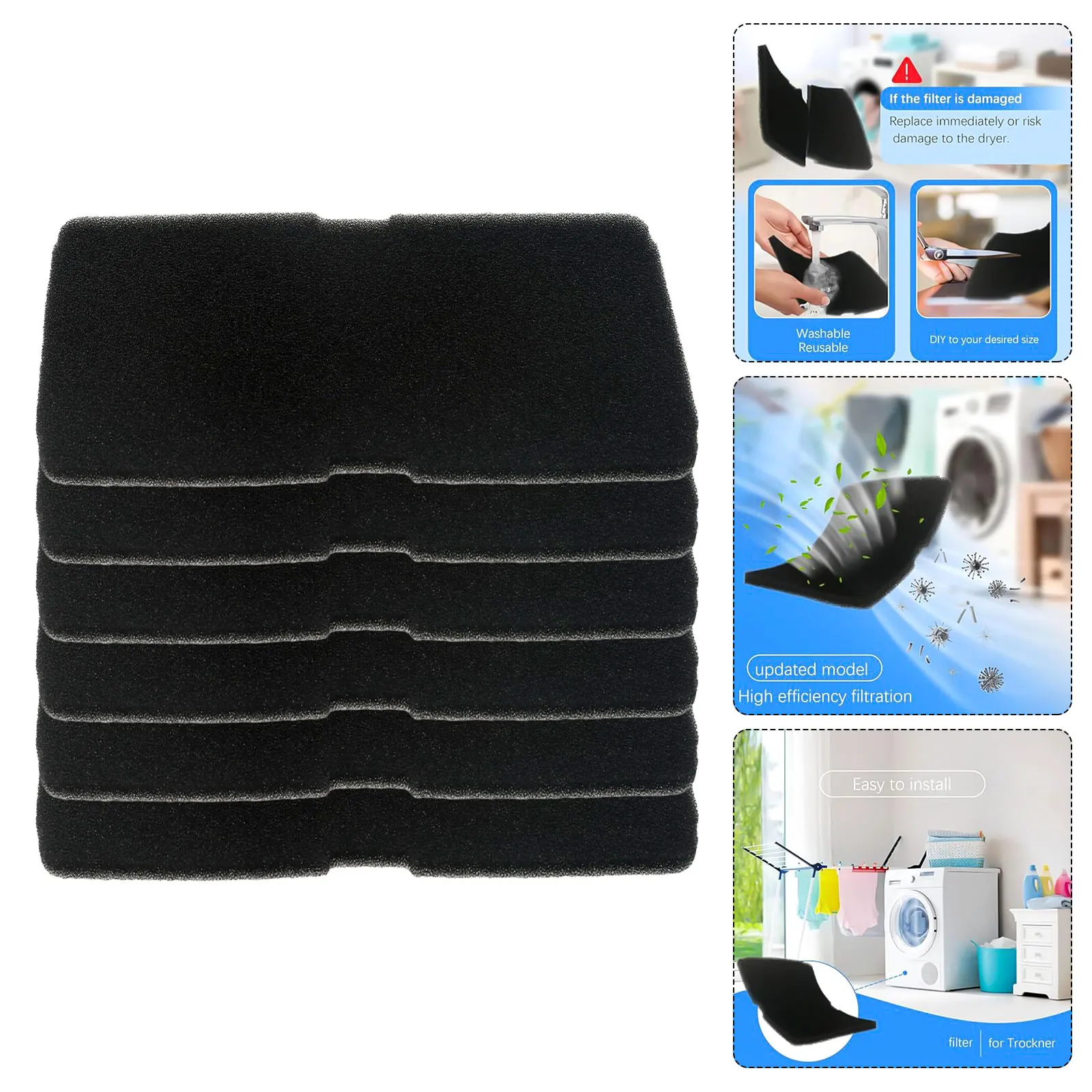 

Dryer Filter Replacement Dryer Filters For Tumble Dryer For Heat Pump Dryer 24*15cm Reduce Drying Time Premium Material