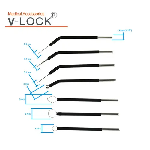 Imagen 1 del producto Electrodo dental reutilizable con bloqueo en V, bucle redondo, bola triangular, forma de micropin, eje de 1,6mm, 2023