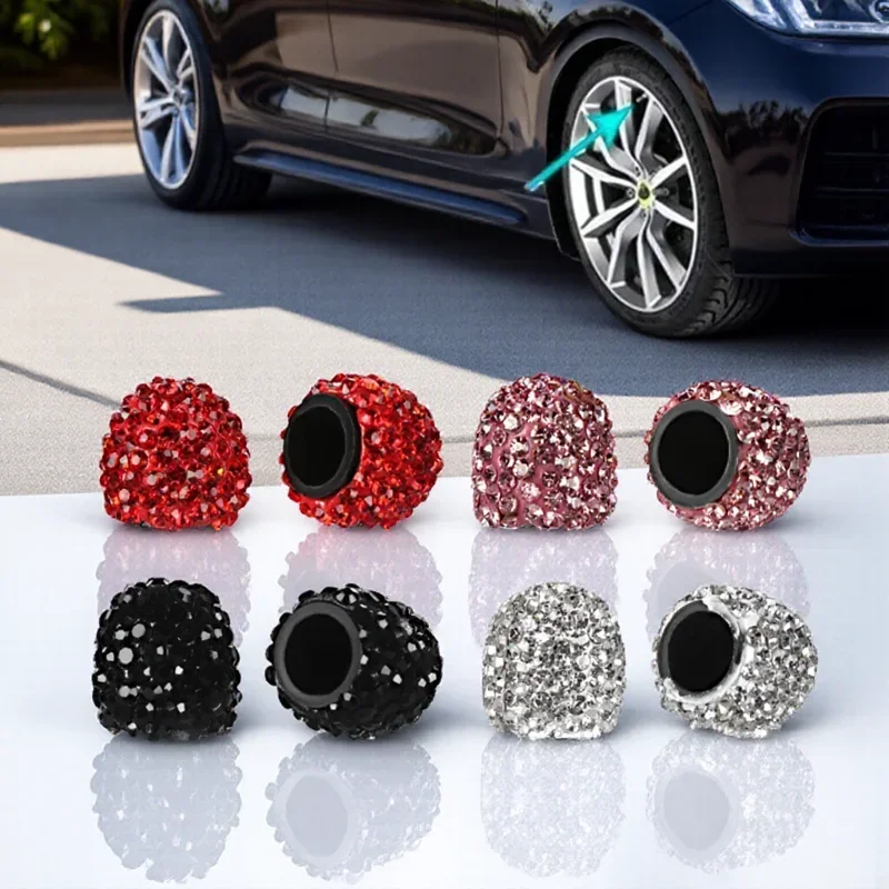

2/4Pcs Diamond Valve Stem Caps Crystal Rhinestone Universal Car Tire Valve Caps Diamond Shining Dustproof Caps Car Accessories