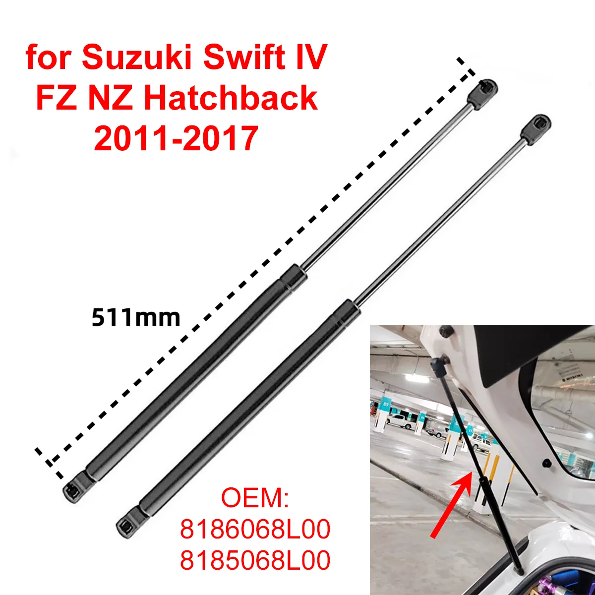 2Pcs 81860-68L00 Car Rear Trunk Boot Tailgate Gas Struts Lift Support Rods for Suzuki Swift IV FZ NZ Hatchback 2011-2017