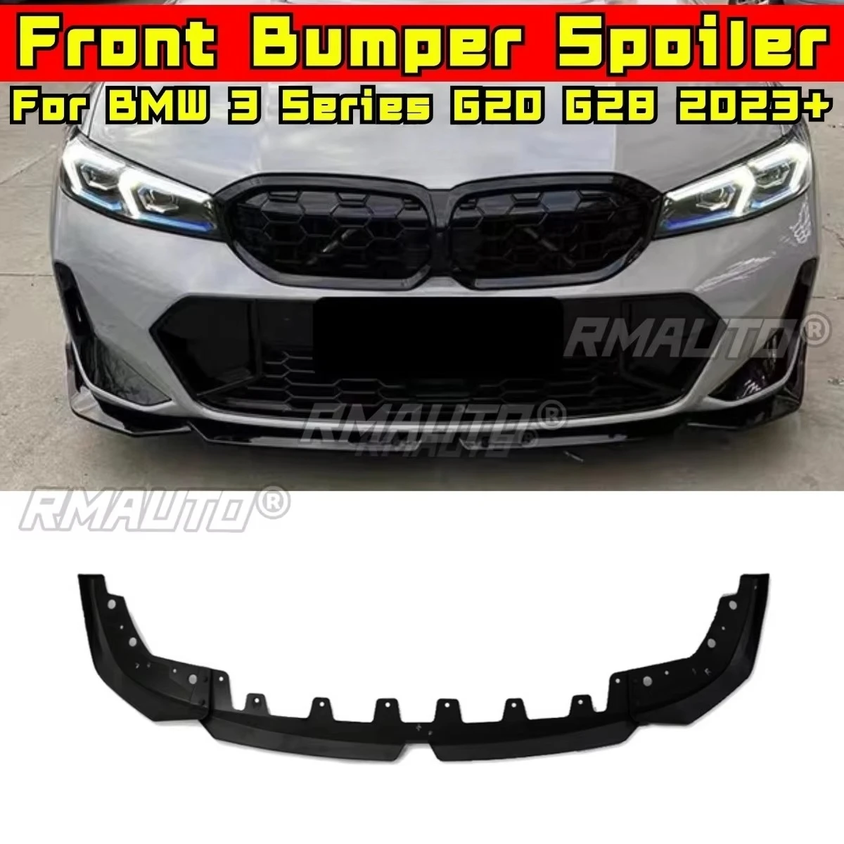 

Передний бампер автомобиля, диффузор, спойлер, глянцевый черный, модификация для BMW 3 серии G20 G28, конец 2023 + автомобильные аксессуары