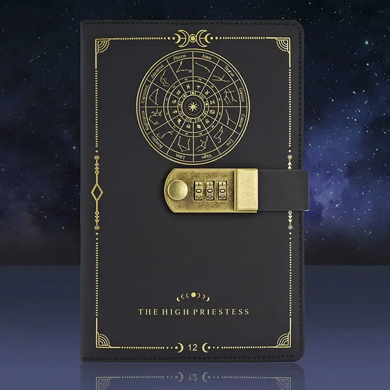 A5 Constellation Code Book Retro with Lock Diary Book Creative Thickened Hand Ledger Student Notebook Stationery Notepad