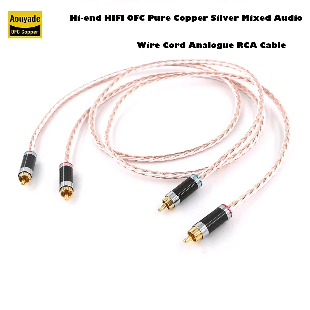 

Высококачественный HIFI 4TC OFC чистая медь, серебро, смешанный аудиопровод, аналоговый кабель RCA, пара кабелей Aouyade RCA-RCA