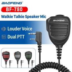 Baofeng walkie talkie alto-falante microfone à prova dwaterproof água duplo ptt microfone portátil para uv5r UV-21 pro rádio em dois sentidos quansheng UV-K6 UV-K5