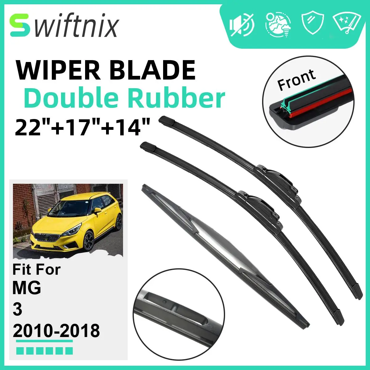 

Double Rubber Car Wiper Blades for MG 3 2010-2018 Windshield Wipers Rubber Car Accessories 2012 2013 2014 2015 2016 2017 2018