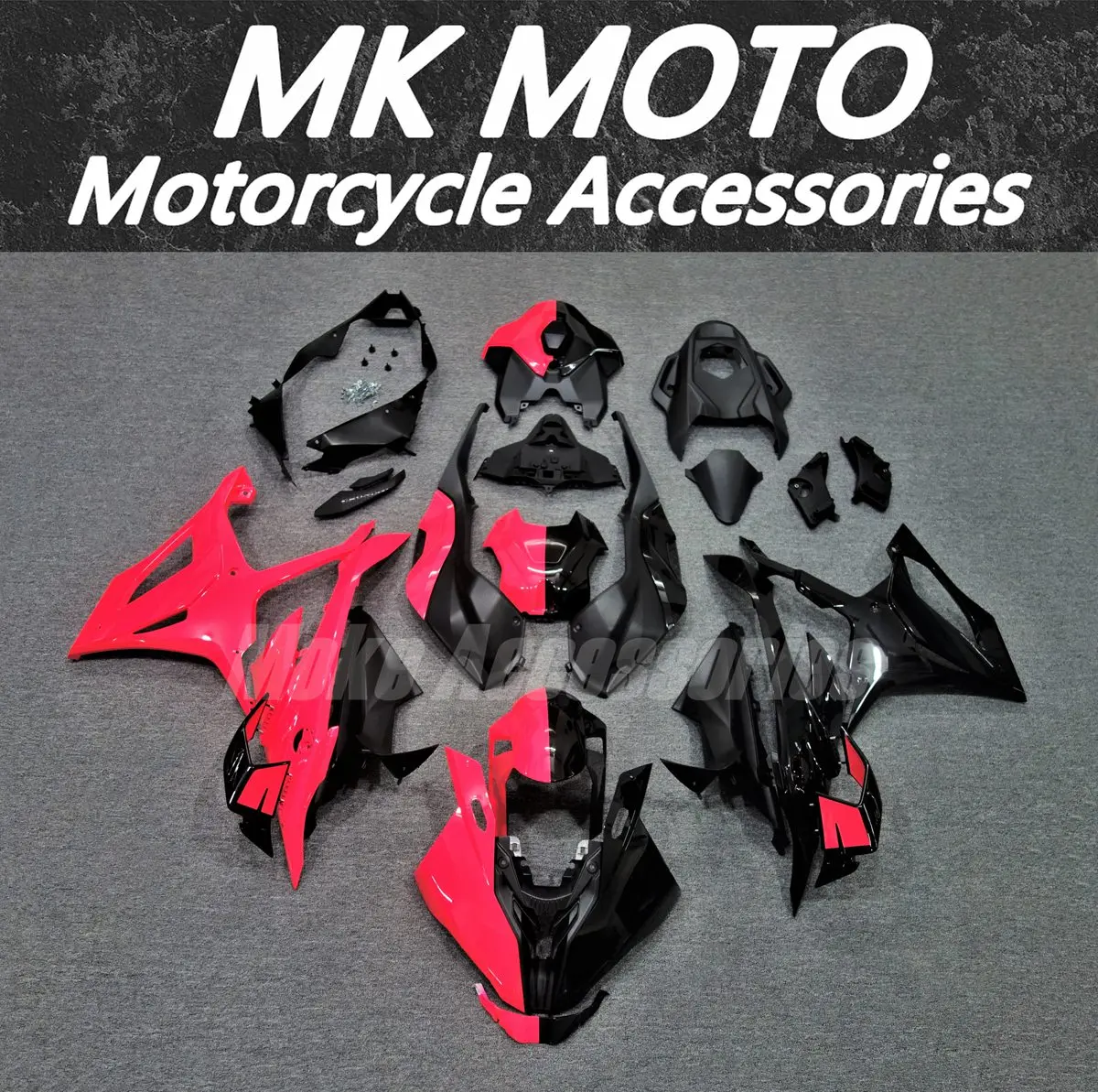 

Moke moto Motorcycle Fairings Kit Fit For S1000rr 2023 2024 Bodywork Set 23-24 Injection Black Fluorescent pigment pink