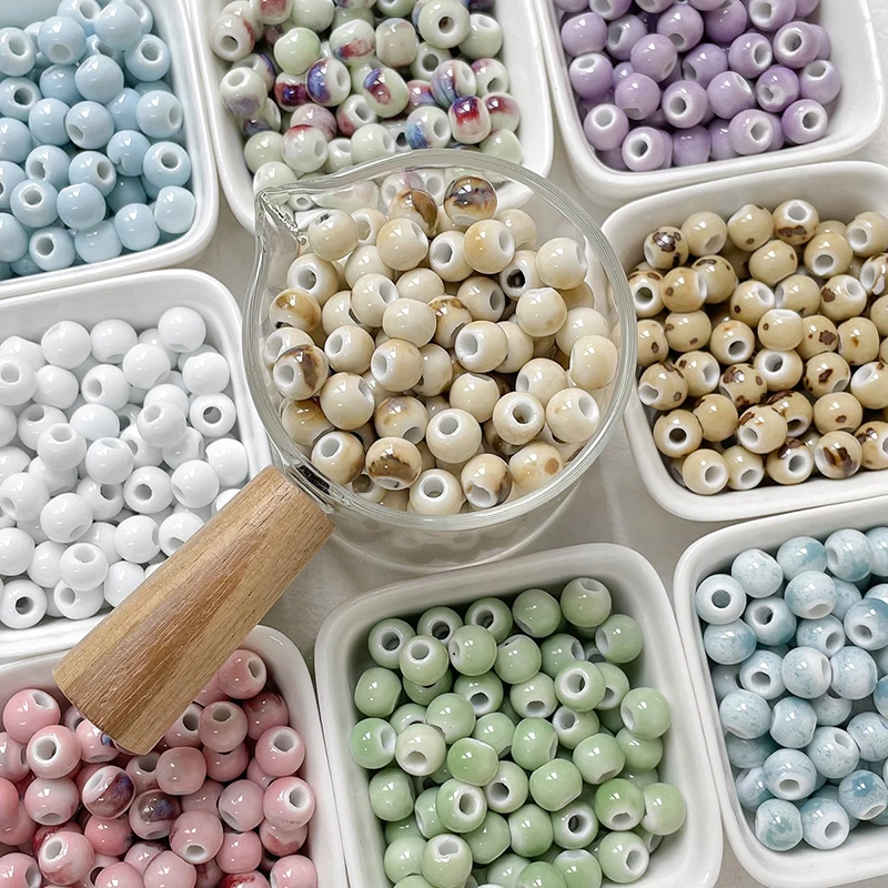 Cuentas de Cerámica Redondas Florales DIY