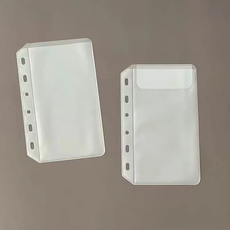 5Pcs A7 6-Hole PVC Loose Leaf Bags Binder Budget Pouches Photocards Collect Book Pocket Notebook Insert Pages Notebook Planner