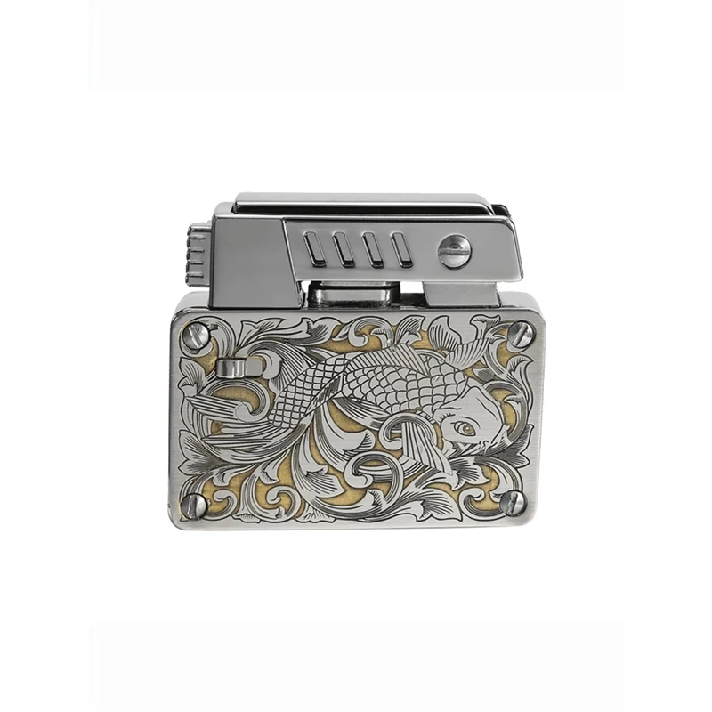 Grinding wheel  lighter, weighted armor, mechanical sense, punk style, Mandala retro dual cotton core ignition lighter