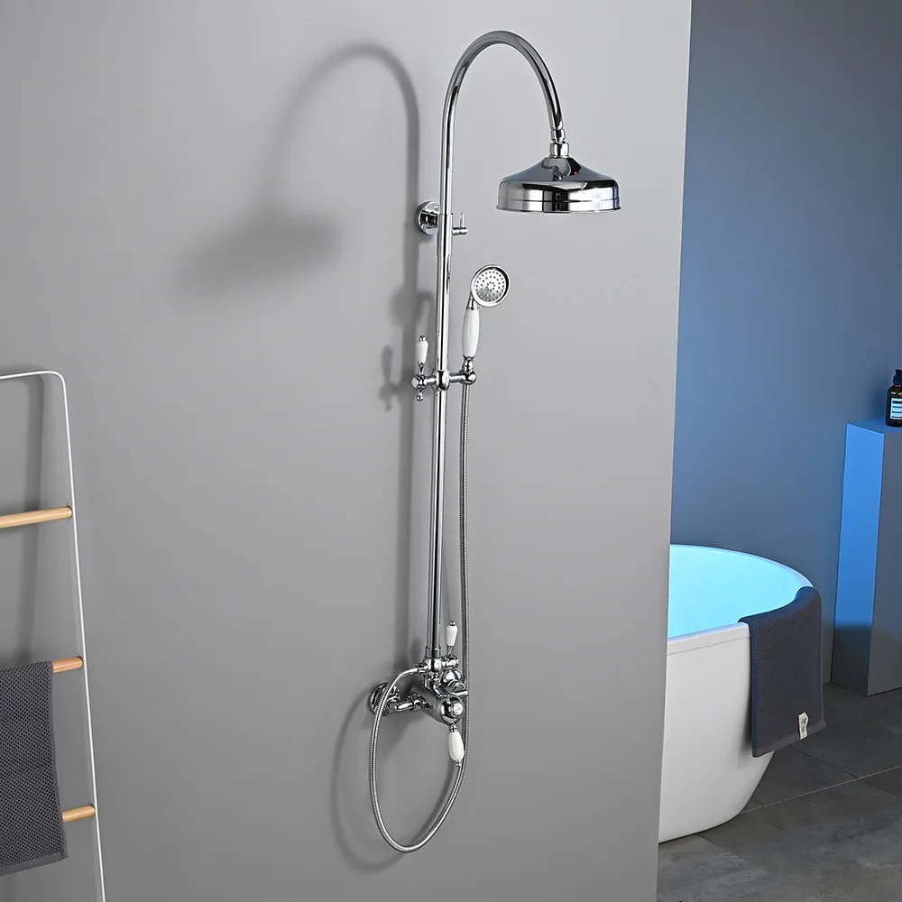 

Набор смесителей для душа в ванной комнате, латунный смеситель для душа с дождевой водой в европейском стиле, классический набор смесителей для ванны и душа