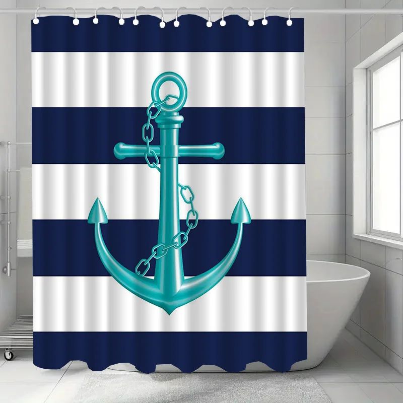 

Horizontal anchor Washable Dirt-Resistant Shower Curtain Shower Head waterproof Polyester Bath Curtain For Home Decor