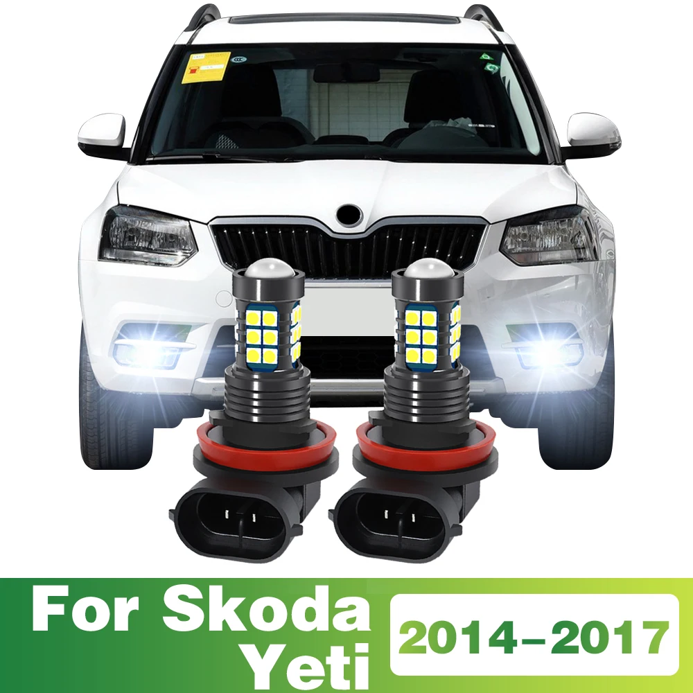 2X LED Car Light Front Fog Lamp Bulb For Skoda Yeti 2014 2015 2016 2017 Accessories