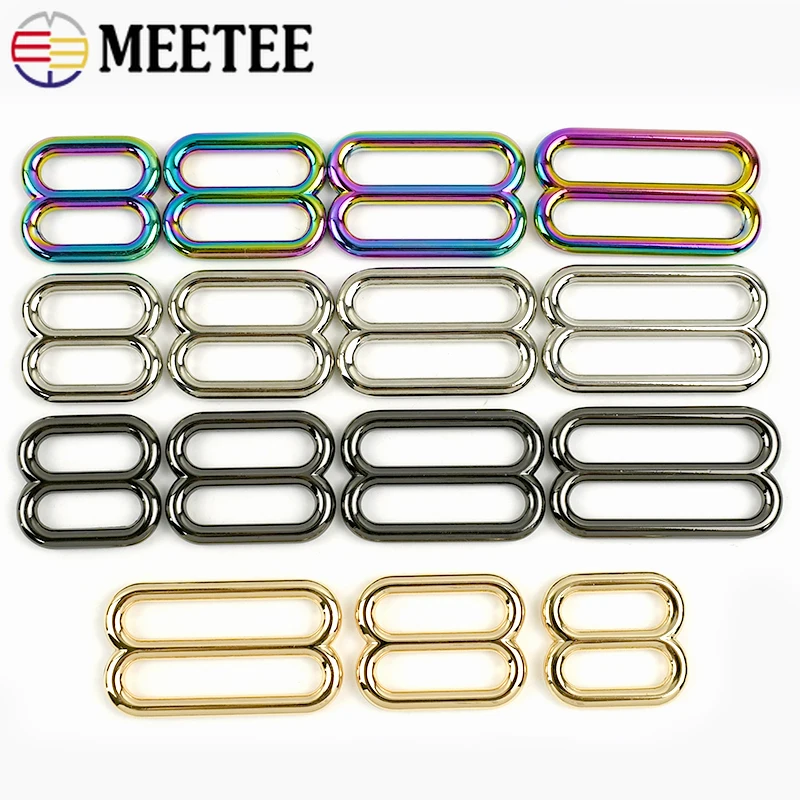 10Pcs Metal Bag Buckles for Strap Belt O D Ring Tri-Glide Slider Hooks Bra Webbing Adjuster Clasp DIY Garment Accessories
