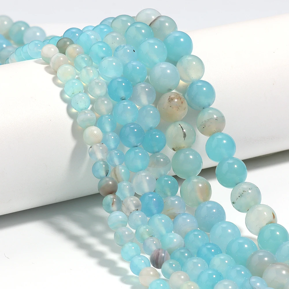 1 Strand Twisted Agate Mint Color Stone Beads Round Natural Stone Loose Beads DIY Jewelry Necklace Bracelet Pendant Accessories