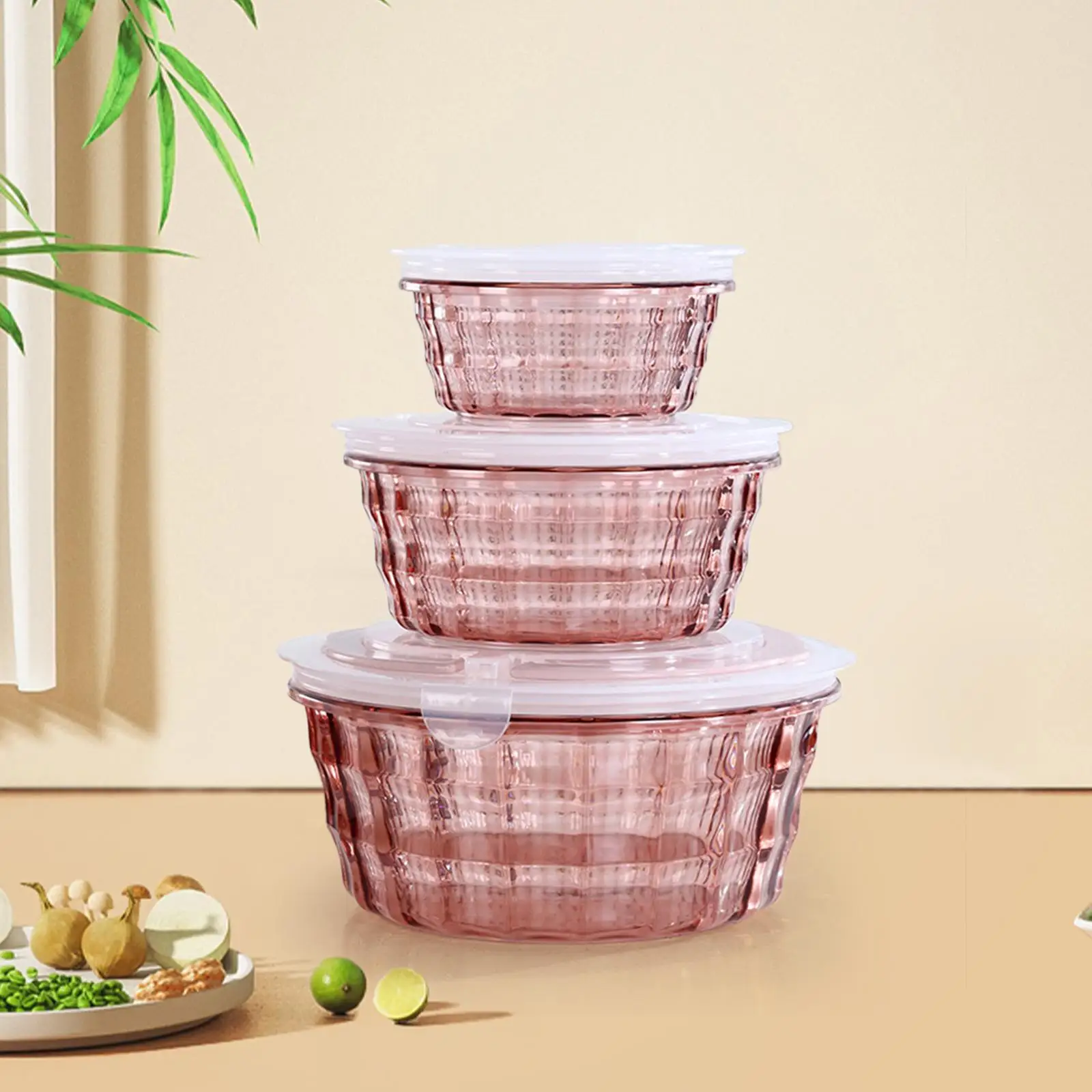 3X Salad Bowl Practical Reusable Multifunctional Clear Serving Bowl For Steamed…