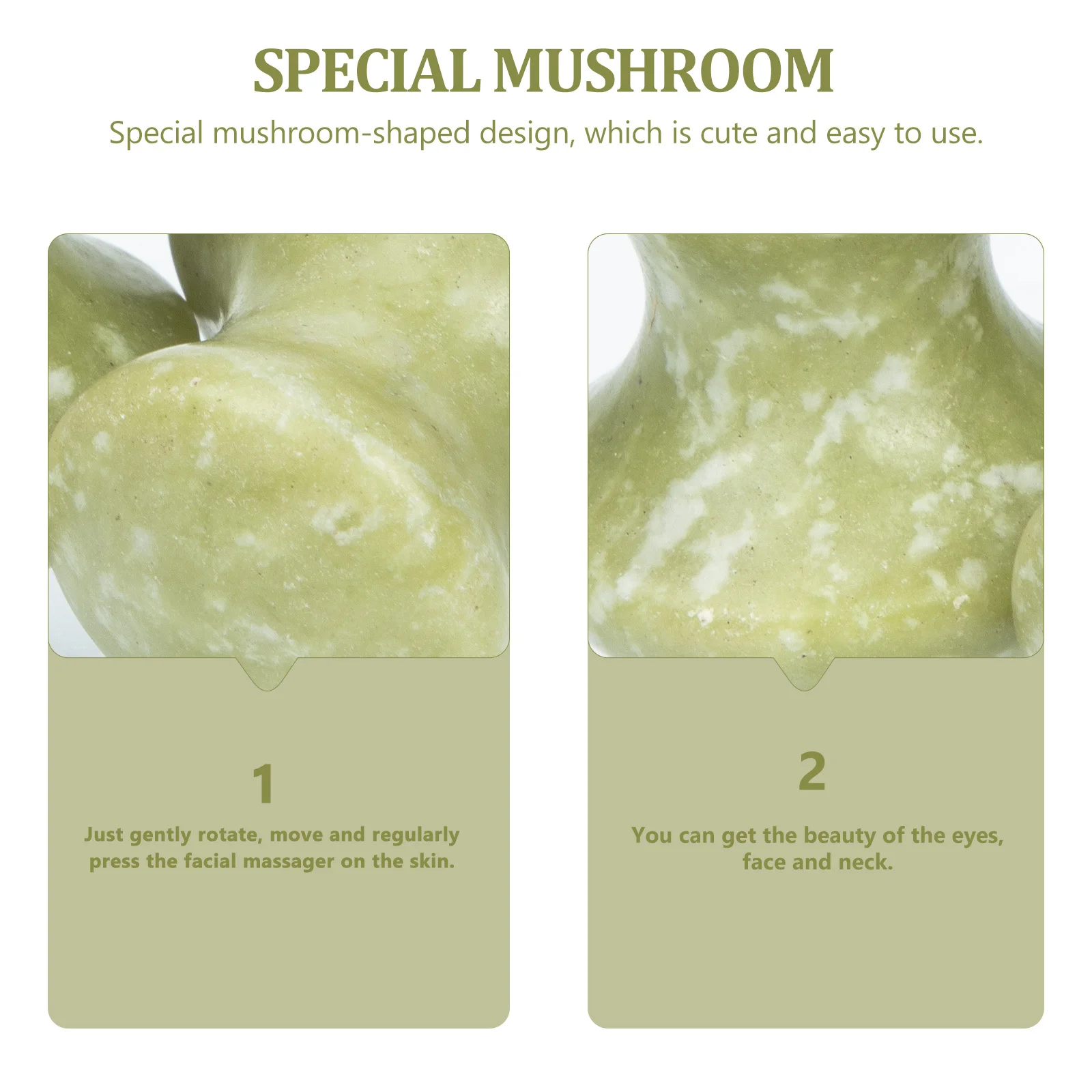 เครื่องนวดหน้ากัวซาหยก 2 ชิ้น รูปทรงเห็ด สำหรับขูดหน้า นวดหน้า นวดคอ บำรุงผิวหน้า ผ่อนคลาย