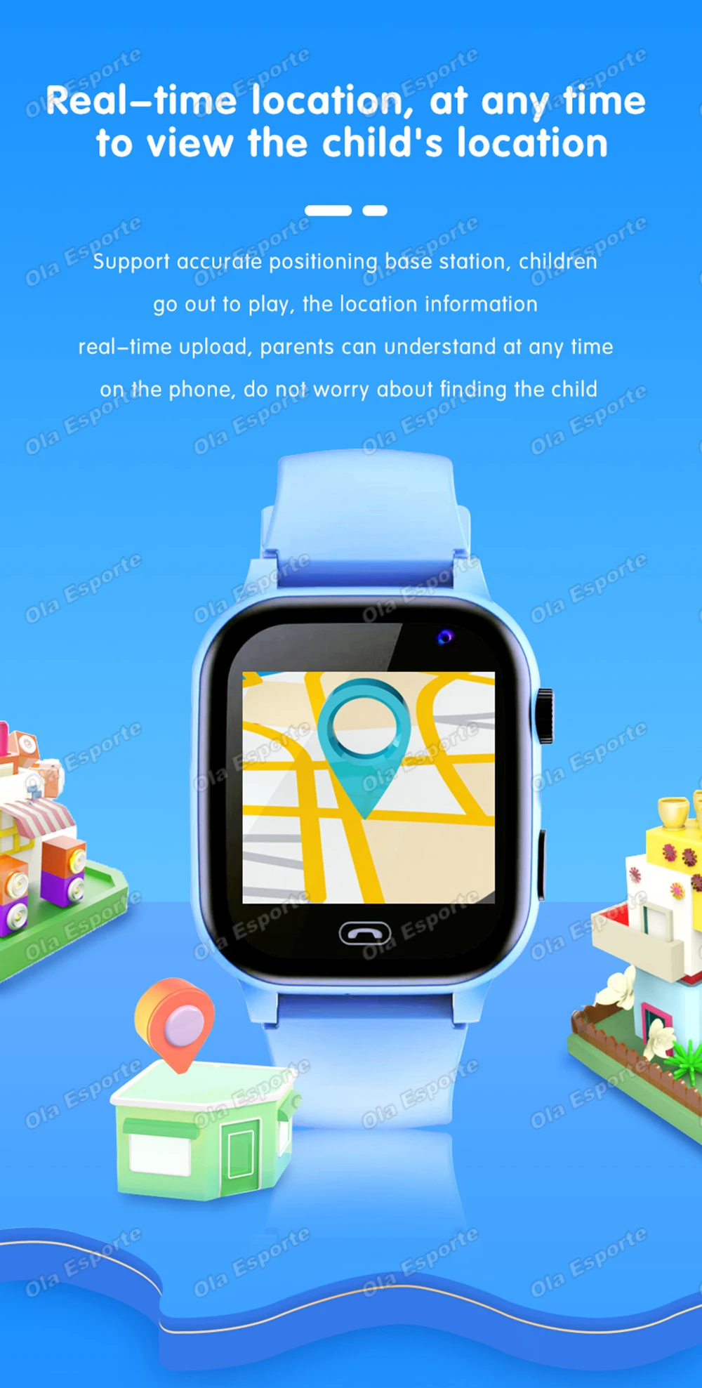 Children's Smartwatch Boy and Girl HD Call LED Flashlight SOS LBS Location Waterproof GPS Alarm Clock Step Count Smart Watch H10
