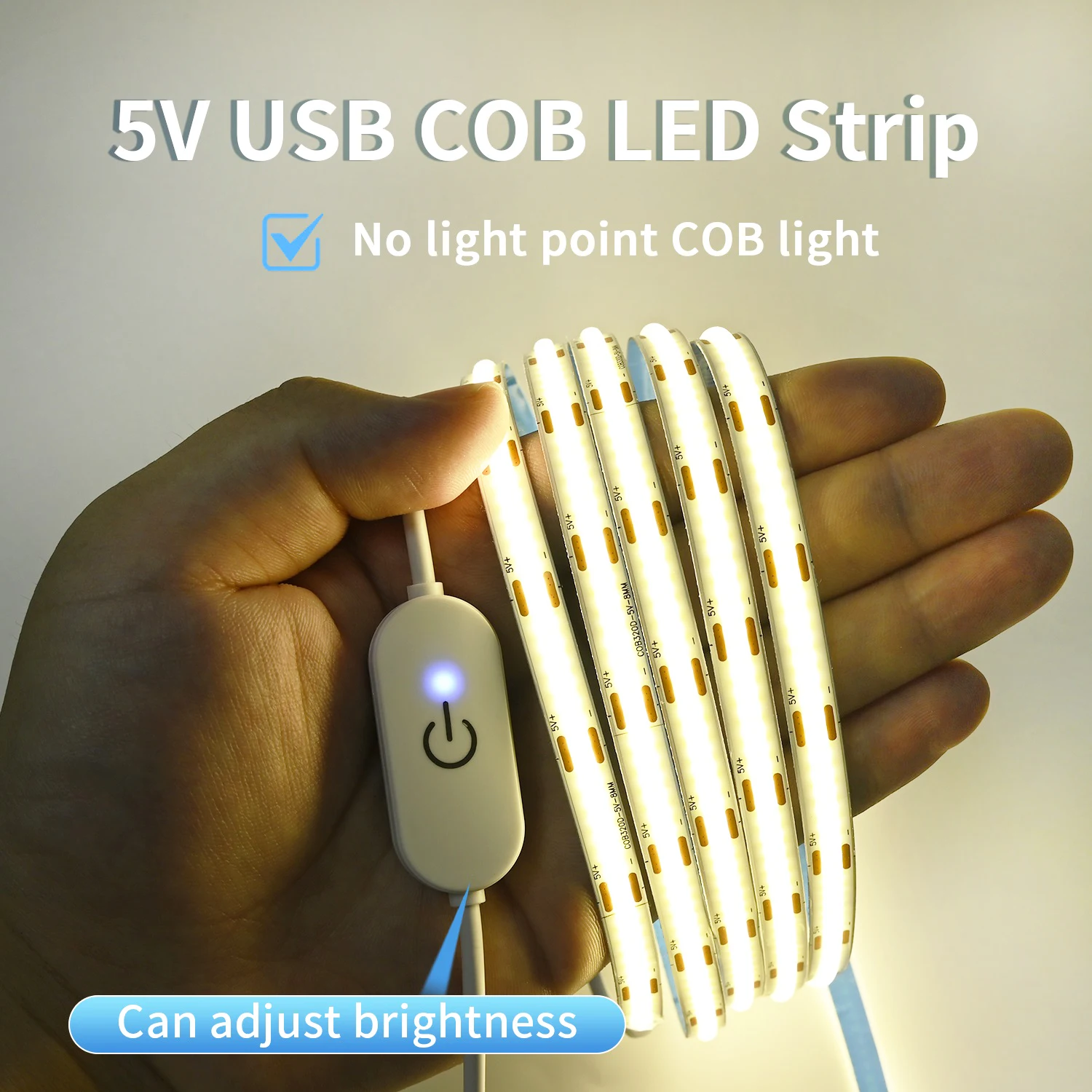 1/2/3M USB LED Streifen Licht 5V 320LEDs/M COB Touch Dimmbare Super Helle flexible Lampe Band Für Schlafzimmer Küche Nacht Beleuchtung