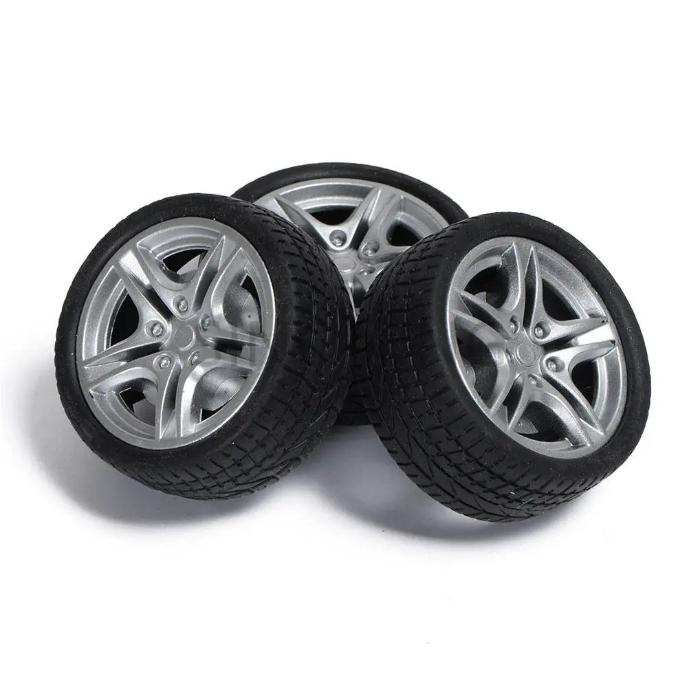 

10Pcs Rubber Small Wheels 29mm Diameter Fit 3mm Shaft Durable Replacement DIY Handmade Car Crafts Accessories Children Gift