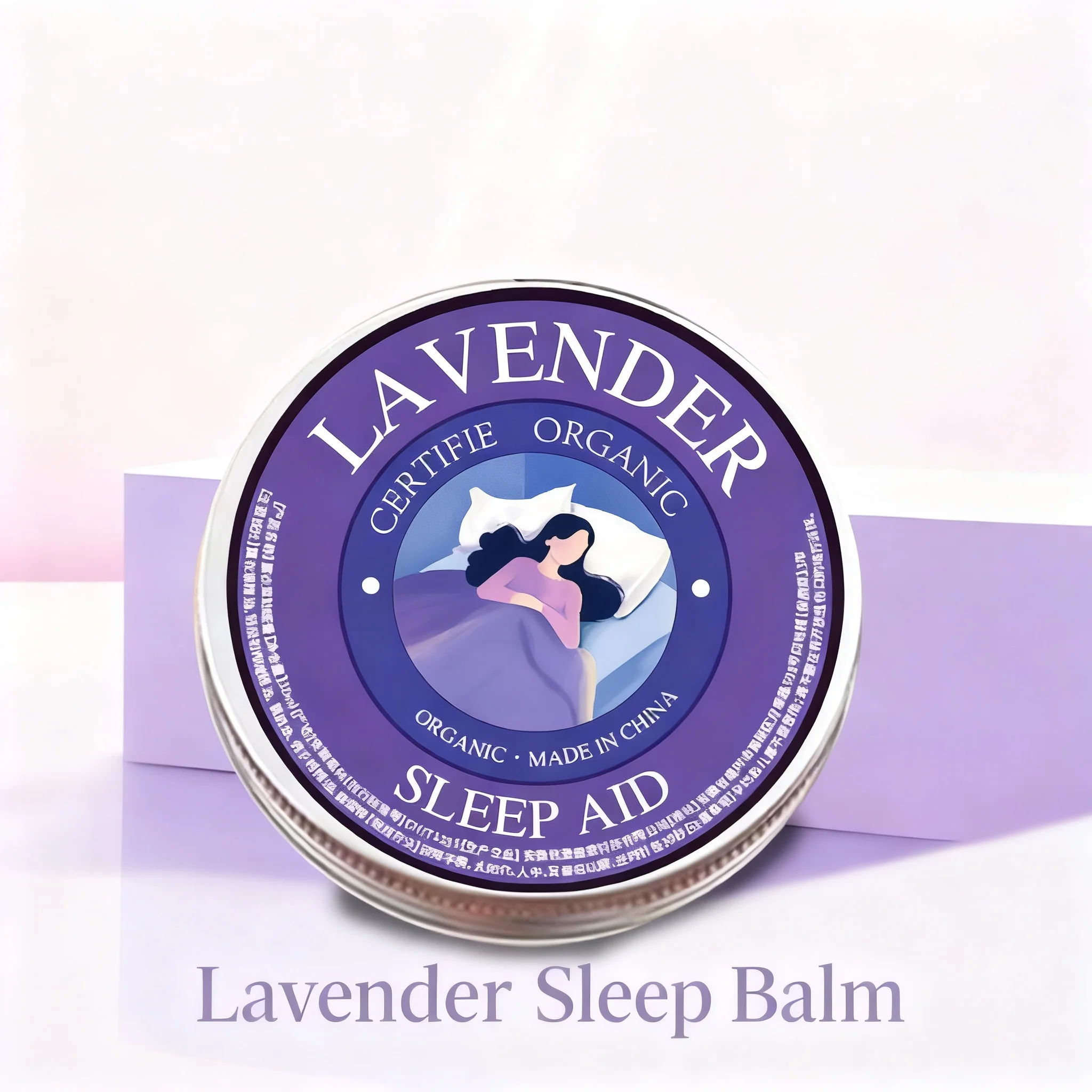30ml Organic Lavender Sleep Aid Balm, Natural Calming Essential Oil Blend with Ginger & Rosemary, Portable Tin for Relaxation
