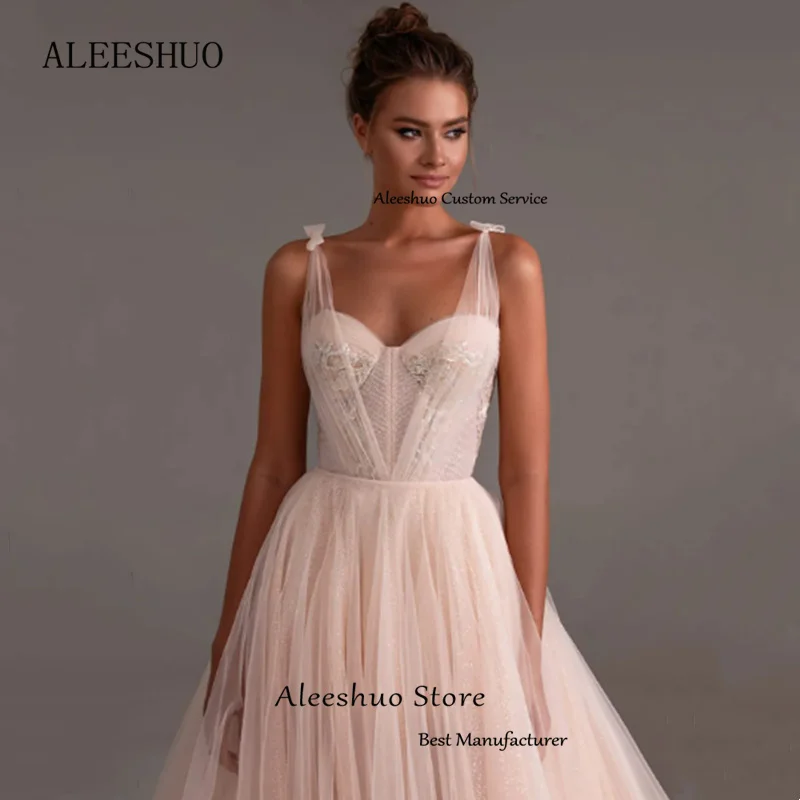 Exquisito vestido de fiesta rosa con corte en A, apliques de Organza, vestido de noche con forma de corazón, tirantes finos, con cordones, largo hasta el suelo, personalizado