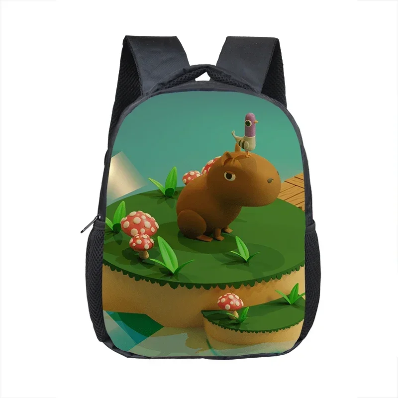 Tas punggung motif hewan Capybara tas TK anak lucu tas sekolah anak-anak tas punggung bayi tas buku untuk tas bepergian 16 inci