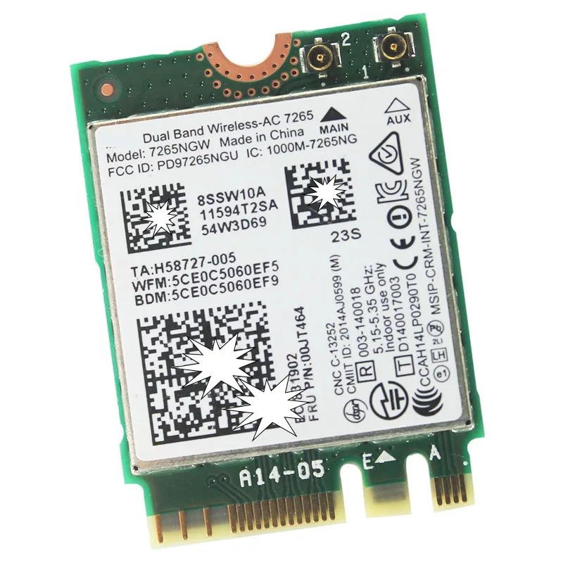 

Dual Band Wireless-AC 7265 7256NGW 802.11AC 867Mbps Wi-Fi + Bluetooth 4.0 NGFF M.2 WLAN WIFI Card intel 7265