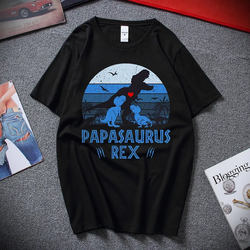 Vintage T-shirt Bestseller Papasaurus Rex Shirt Daddy Daddy Dinosaur T-Rex T-shirt Father's Day Unisex Loose T-shirt Camisetas