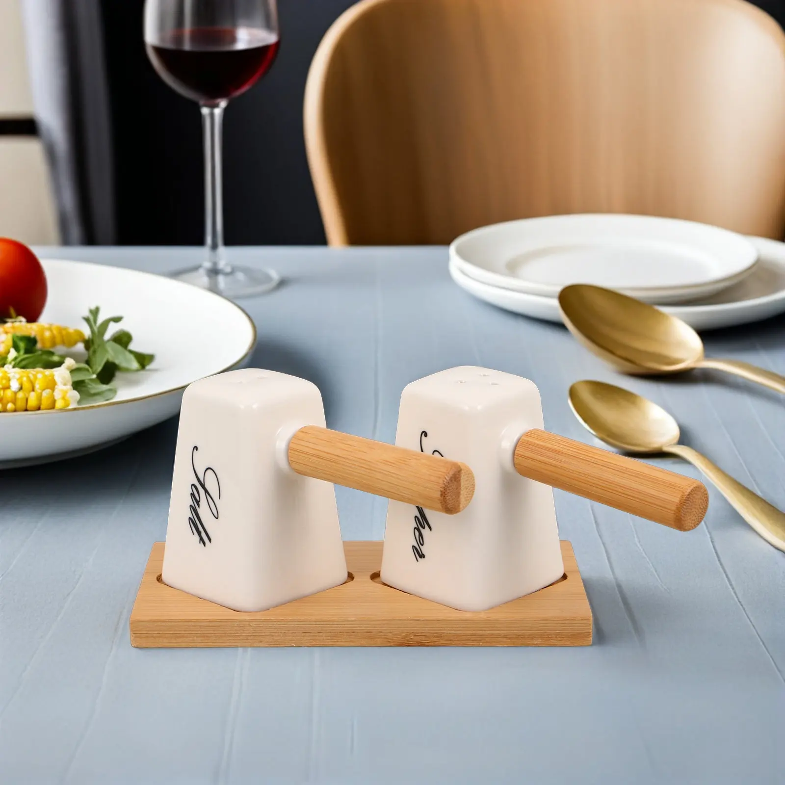 1Set Ceramic Seasoning Bottle Set 85Ml Salt and Pepper Holder with Tray Modern Kitchen Dispenser Set Elegant Countertop Spice view 6