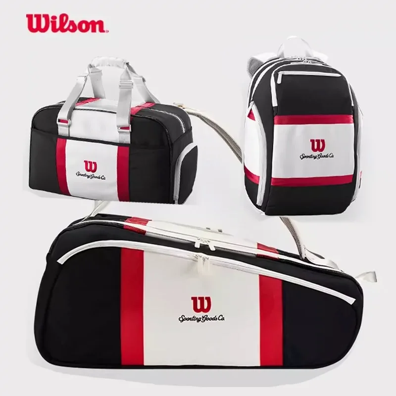 Wilson 2024 Tennis Bag New COURAGE Series Red, White, Black Backpack 9-Pack Tennis Racket Bag Accessories Bag for Men and Women