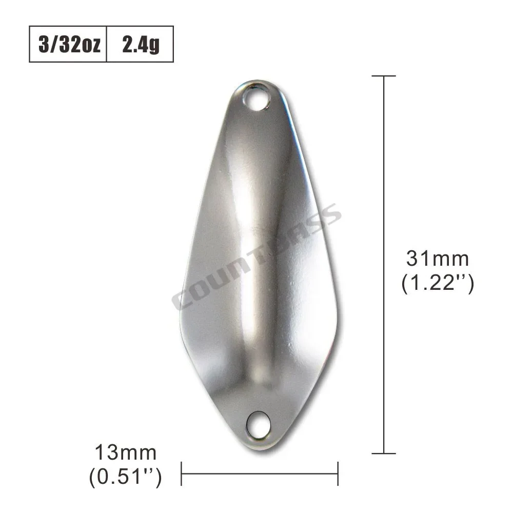 Countbass 50pcs Brass Salmon Fishing Spoon Blanks SP013  2.4g ( 3/32oz) , Bass Pike Lure Baits Unpainted