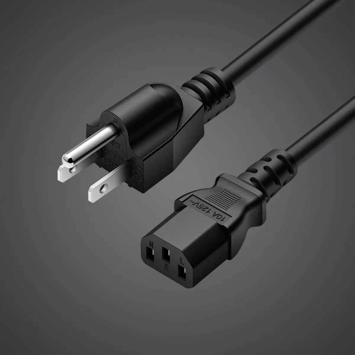 TOWE UL Listed NEMA 5-15P to IEC C13 Power Cord 14AWG 16AWG Heavy Duty US Computer AC Cable 10A 125V for PC Monitor Printer UPS