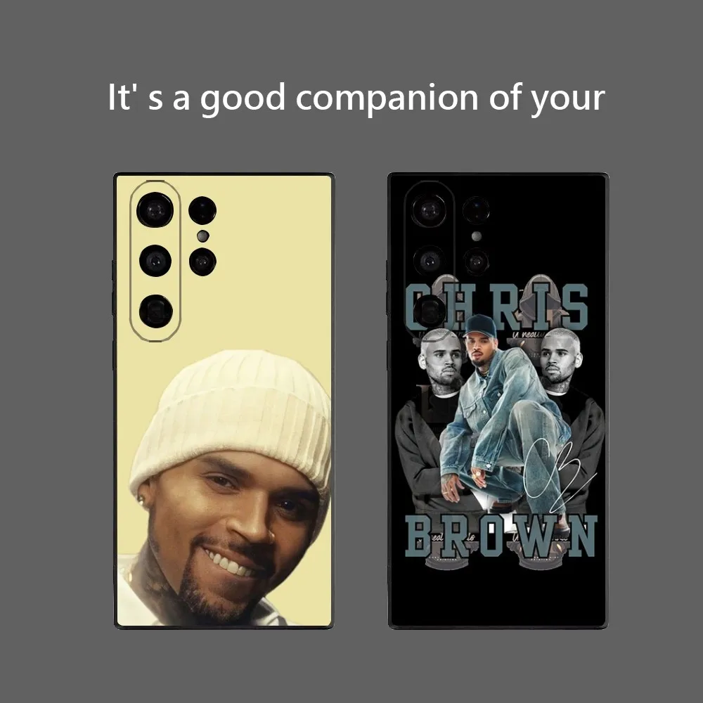 C-Chris B-Brown American Rapper Phone Case For Samsung Galaxy S25 Ultra S22 S23 S24 Ultra S21 S20 5G Protective Soft Silicone TP