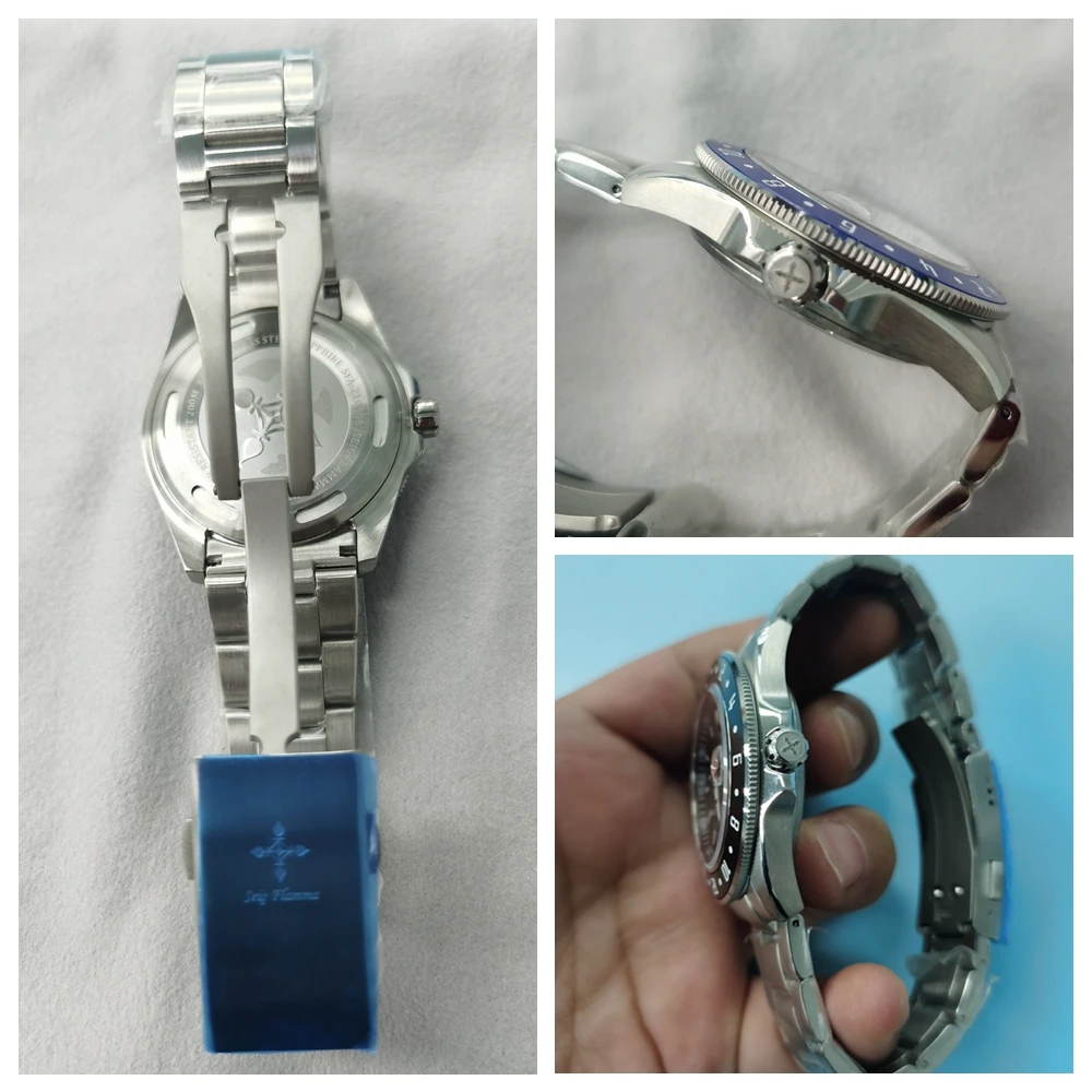 42mm Seig Flamma GMT Automatic Mechanical Watches Mens Sports 200m Diver Watch Stainless Steel Luminous Sapphire Wristwatches