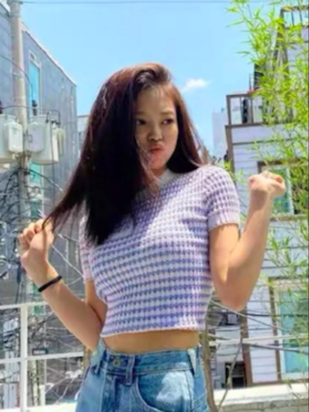 

Slim Fit round Ne ort Sve Knitted T-irt Letter Pattern Korean Sle Commute Faion Polyester Material Summer Wear